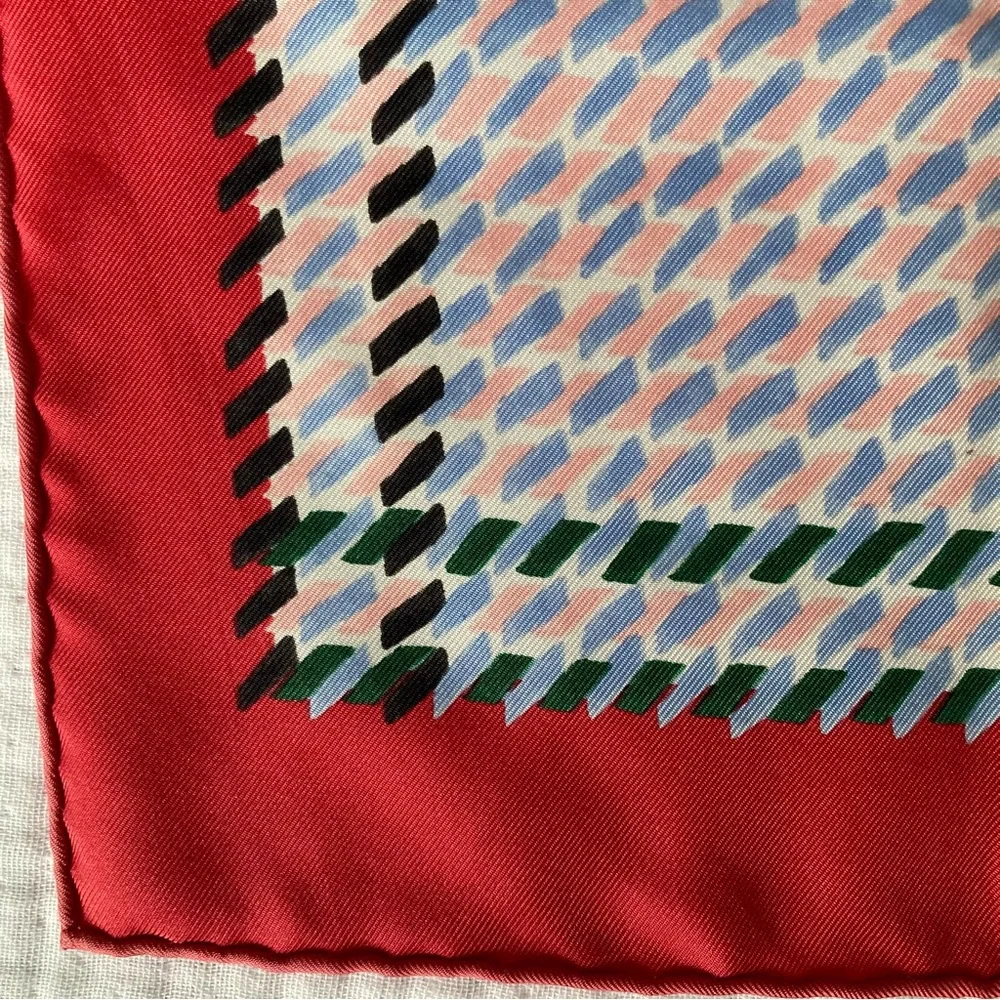 Dior Silk Scarf Geometric Print Red - 21”